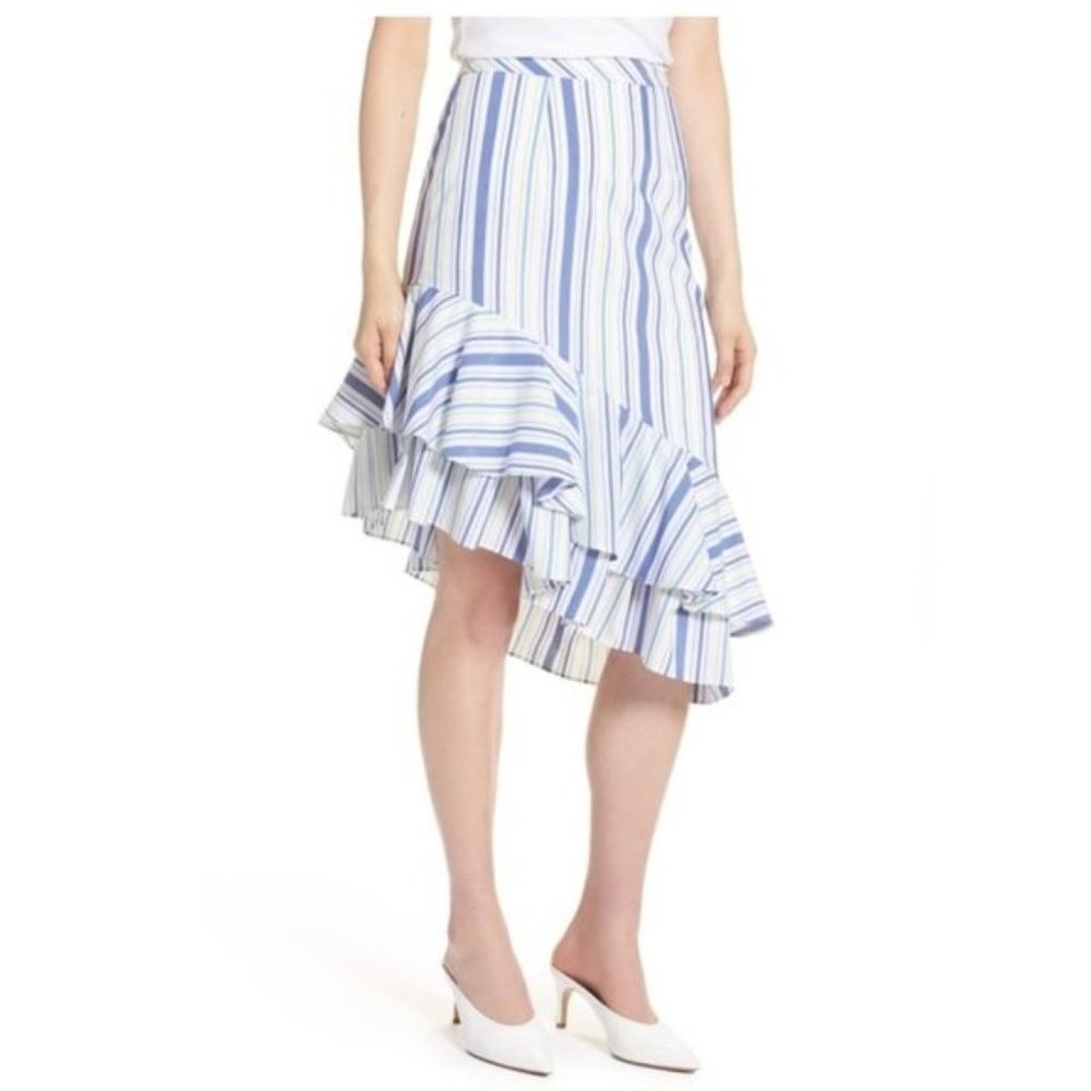 Halogen Ruffle Hem Stripe Skirt